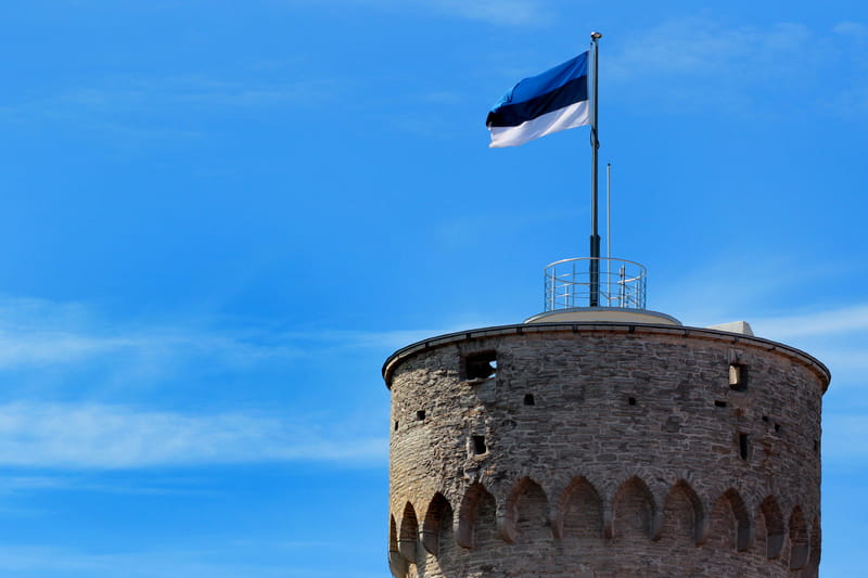 Estonian flag old town Tallinn