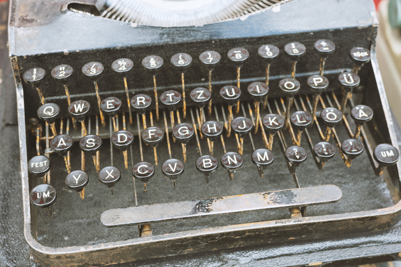 German alphabet on typewriter