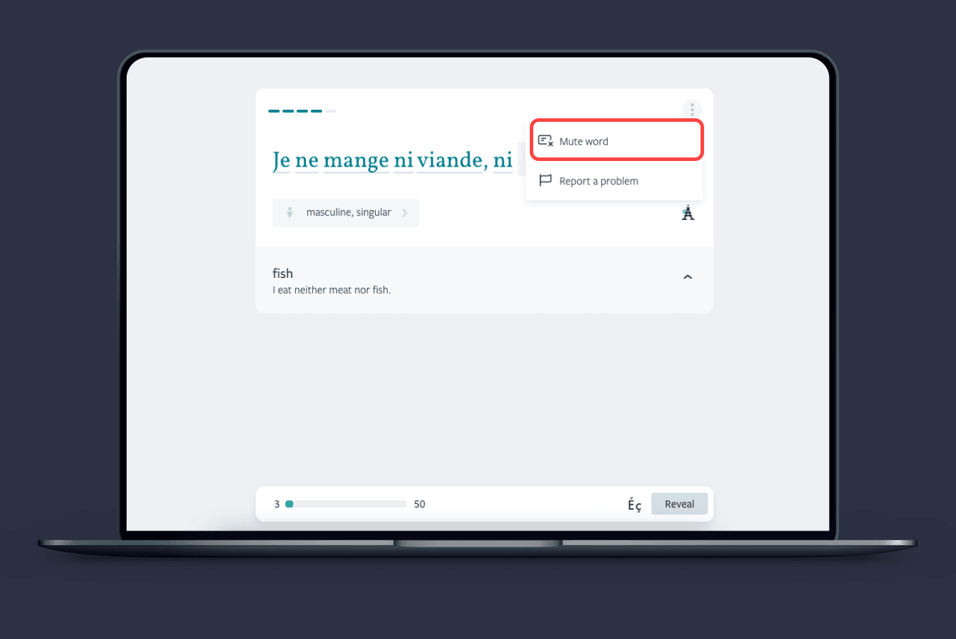Lingvist web guess game mute word