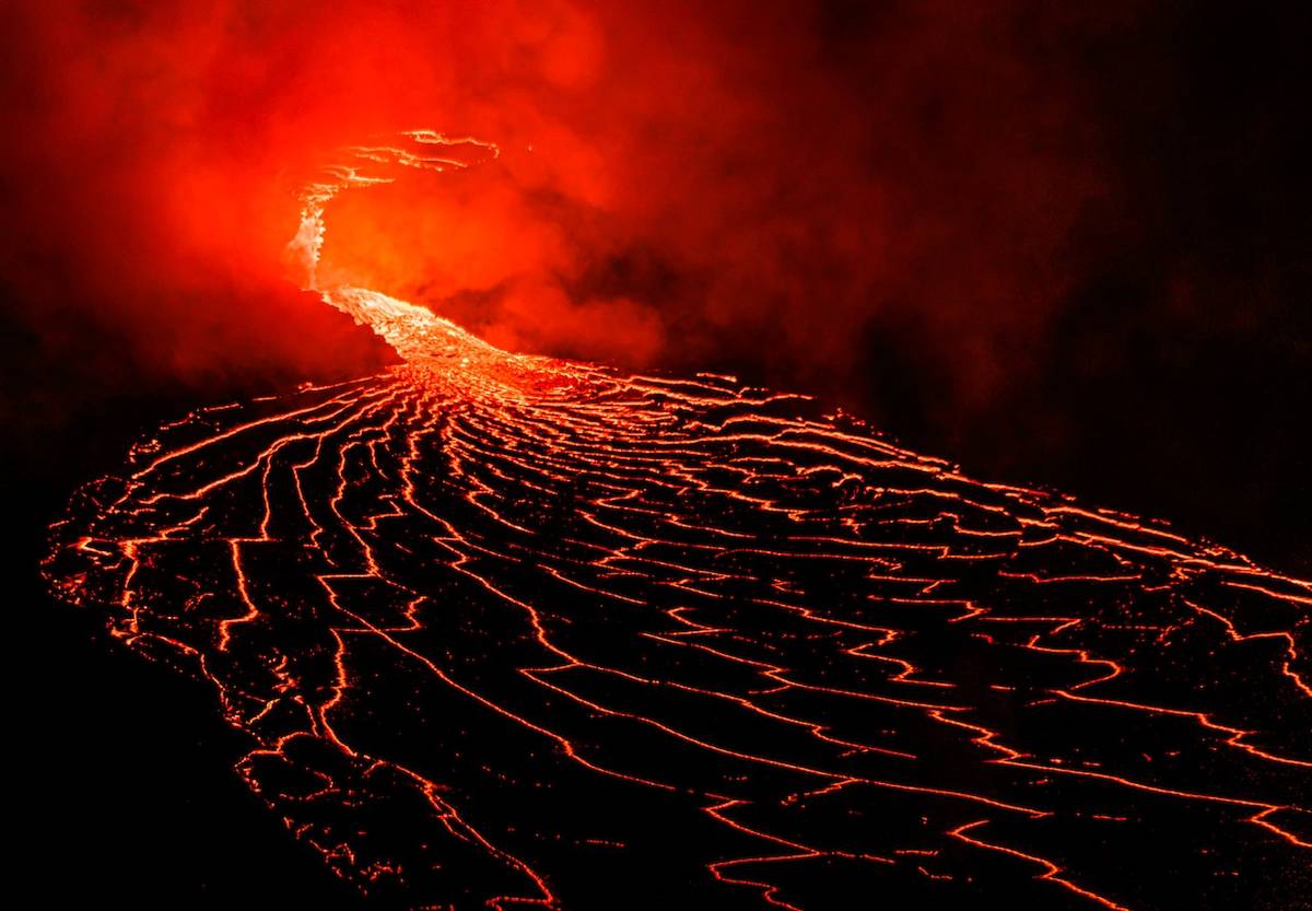 Lava coming from a volcano