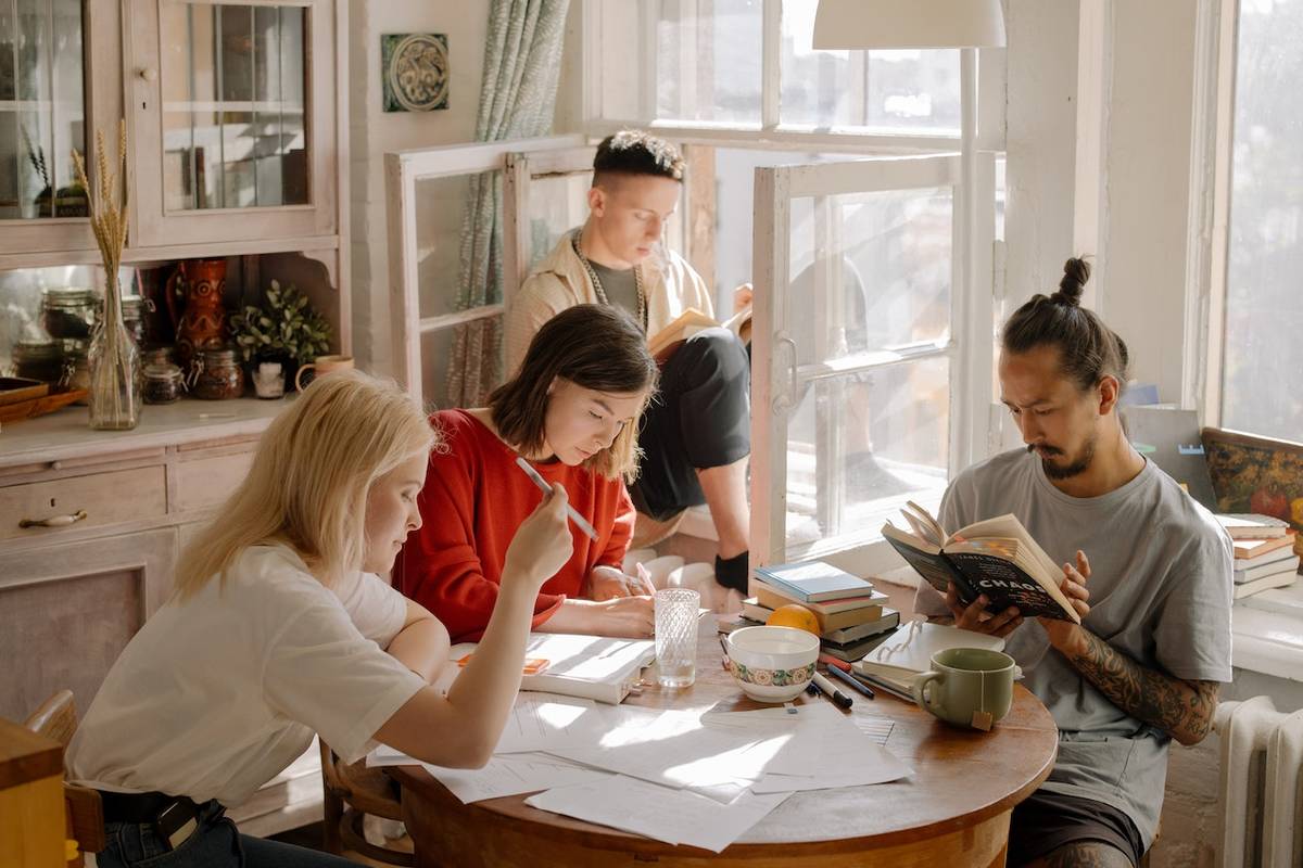 Group of people studying