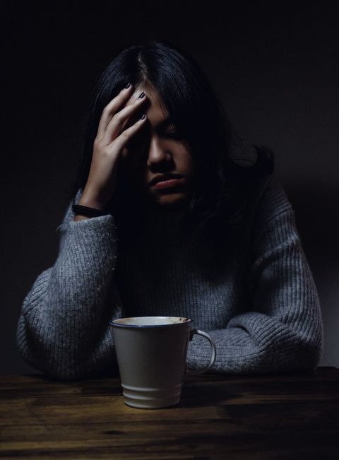 Woman worried over coffee