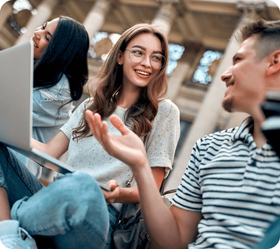 A group of students, chatting